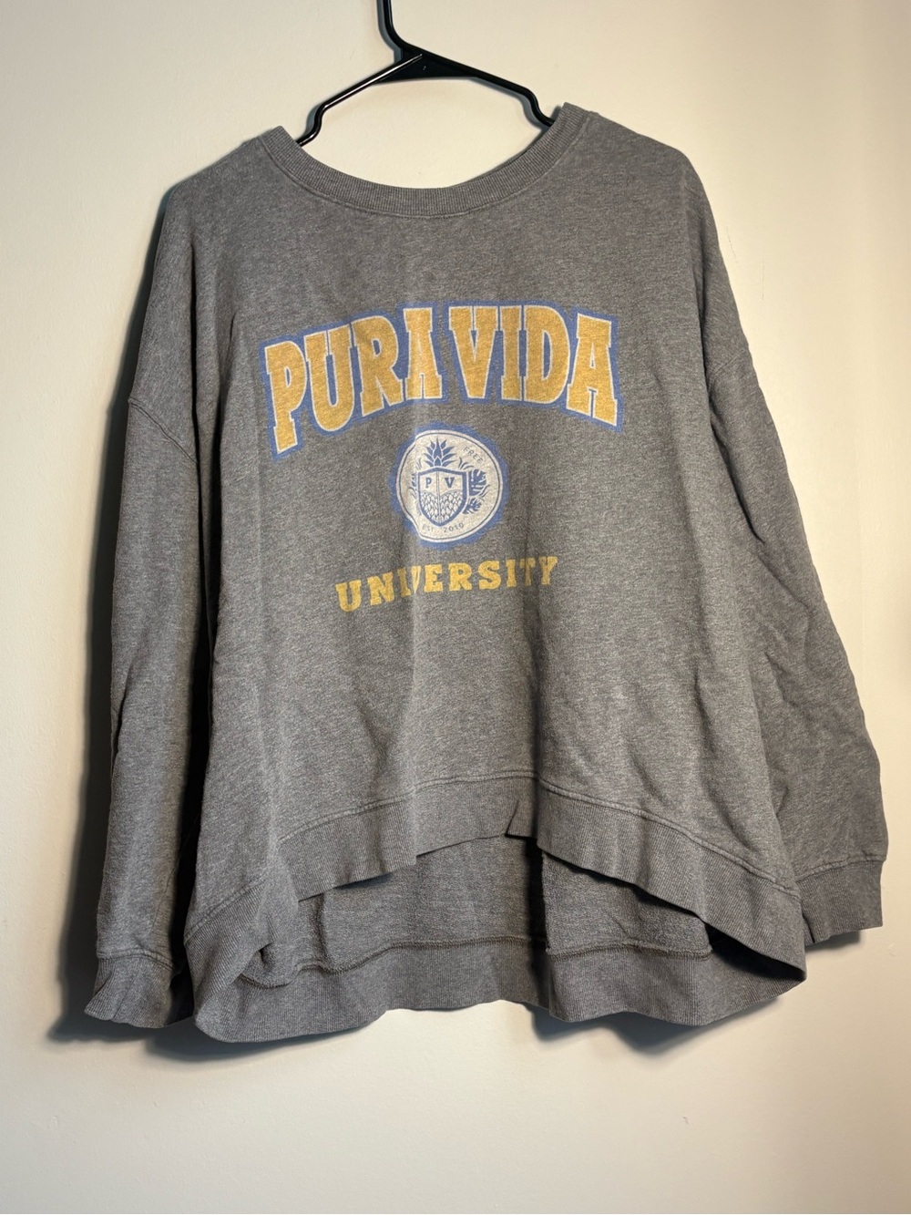 Pura Vida University Gray Crewneck Sweatshirt 2X/2XL